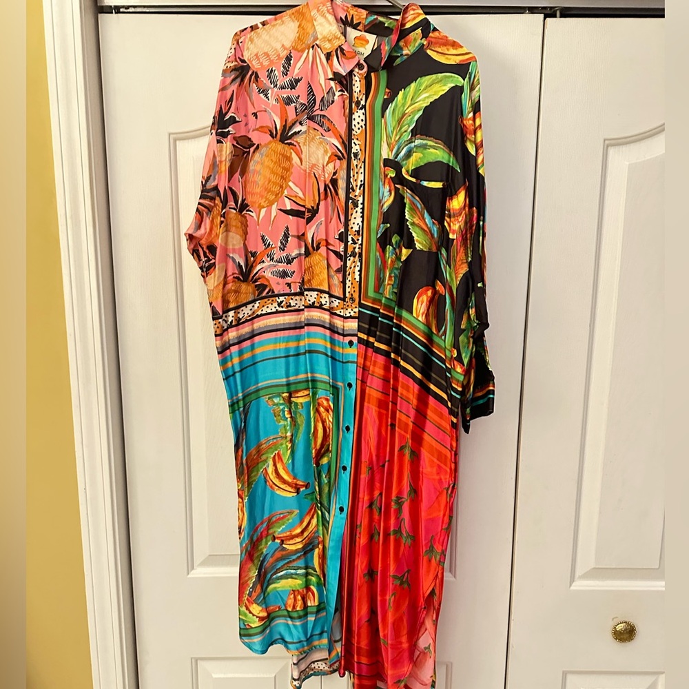 Farm Rio scarf print midi length shirt dress - Picture 1 of 6